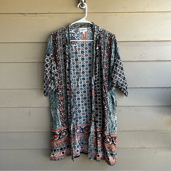 Boho Floral Kimono - Size L/XL - Lightweight Summer Swim Coverup - Picture 1 of 5
